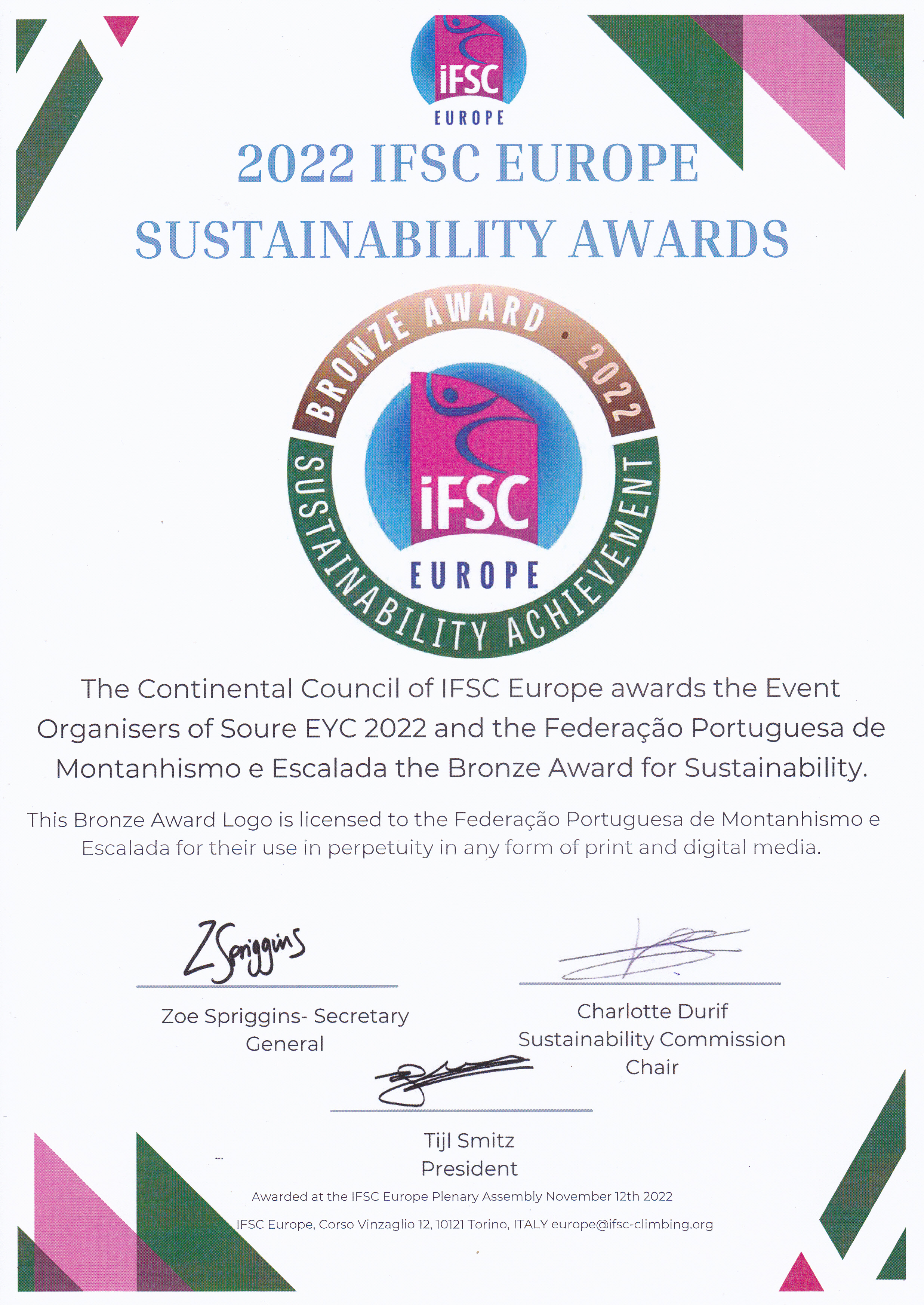 Sustainability Award FPME