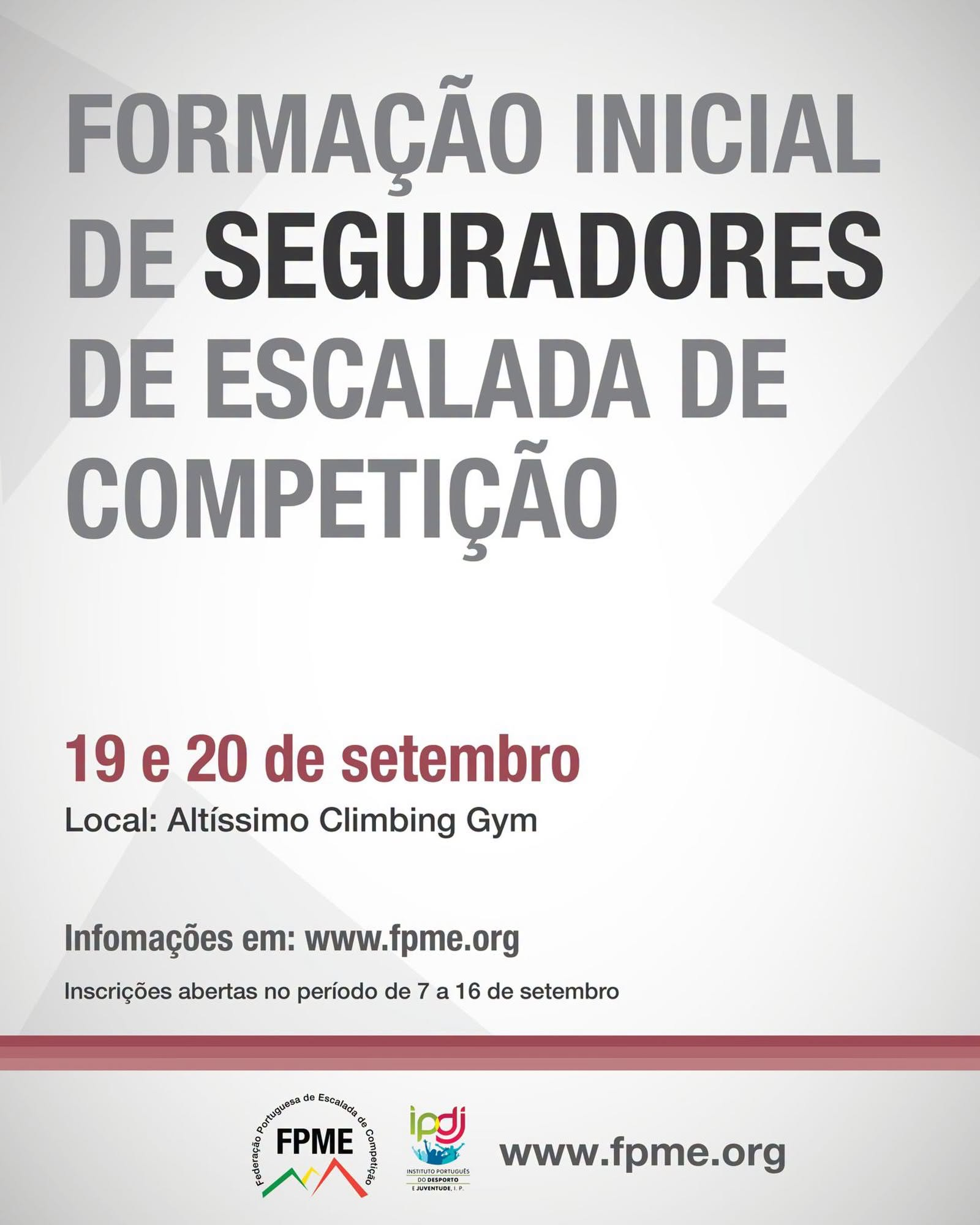 Formação Inicial de Seguradores de Escalada de Competição